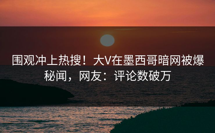 围观冲上热搜！大V在墨西哥暗网被爆秘闻，网友：评论数破万