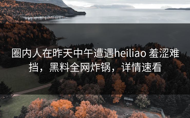 圈内人在昨天中午遭遇heiliao 羞涩难挡，黑料全网炸锅，详情速看